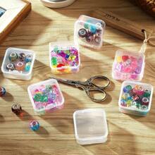 12pcs Plastic Transparent Mini Square Box, Handmade Small Item Packing Storage Box Storage Box, Can Be Used To Organize Your Jewelry And Earbud Earrings. Wedding - White - View 7