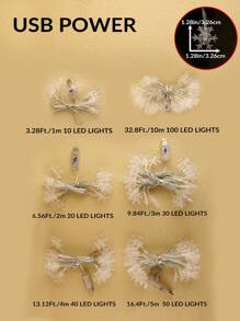 1Pc 10/20/30/40/50/100 Led 1/2/3/4/5/10M Sử Dụng Nguồn Điện USB Đa Năng Giáng Sinh Hình Bông Tuyết Cổ Tích Dây Đèn - Màu vàng - Xem 8