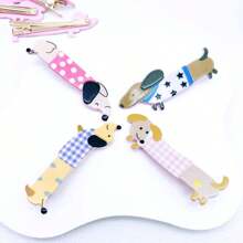 4 件套女士彩色可爱卡通动物狗夹，适合日常使用、发饰、发夹、发夹、发夹 - 彩色 - 查看 5