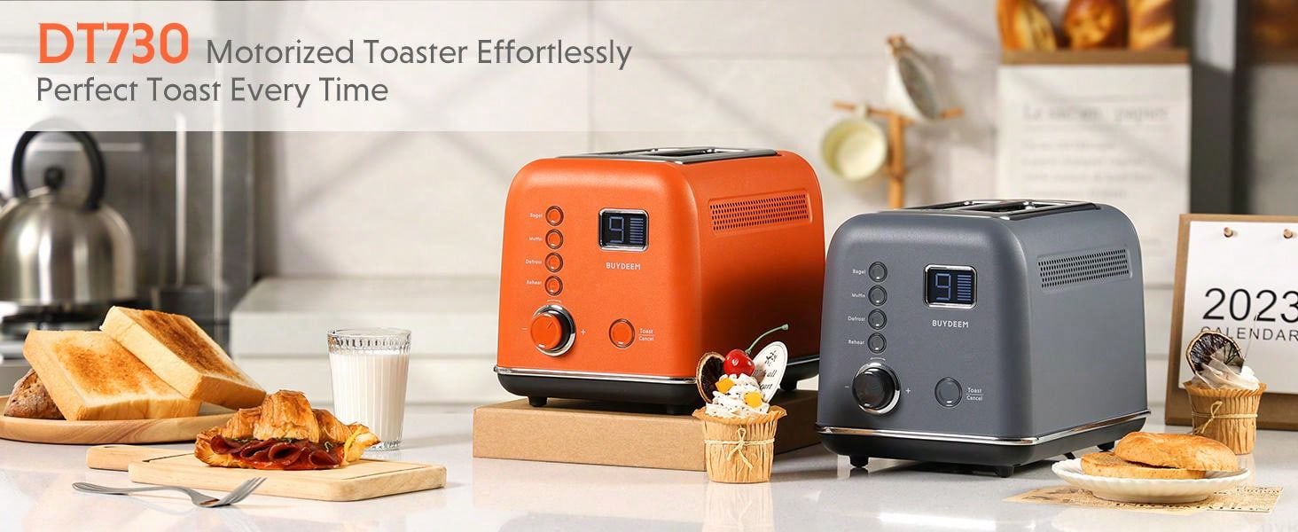 BUYDEEM DT730 Motorized Toaster, 2Slice Smart Digital Leverless