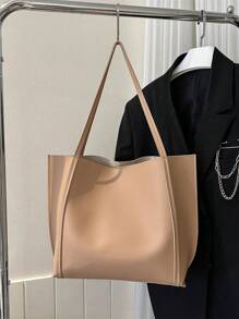 Large Capacity Shoulder Tote Bag - Khaki - View 9