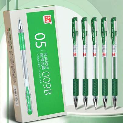 WUQIANNIAN 12 Pens A Box Of Green Gel Pen -0.5mm Tip, Smooth Writing, Green Ink, Ink - Perfect Office Supplies/School Supplies Back To School