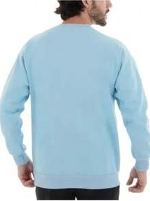Unisex Crew Neck Sweatshirt Without Hood - 淺藍色 - 查看 2