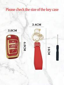 Red Letter B Keychain + Car Red Anti-fall Key Case + Folding Key Case + Remote Key Cover Compatible With Audi A3 A1 Q3 Q2l Tt, Old A6 Q7 Q5 - Red - View 6