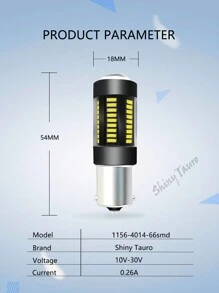 1pc Car Led Light 1156-4014-66smd White High Brightness Front Fog Light T20 Fog Lights Dc12v-24v - White - View 6