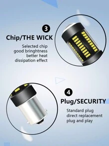 1pc Car Led Light 1156-4014-66smd White High Brightness Front Fog Light T20 Fog Lights Dc12v-24v - White - View 4