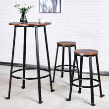 Duhome Bistro Pub Metal Dining Set (1 Table + 2 Stools)