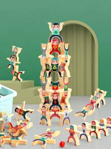 1套裝(隨機色和風格)可堆疊玩具的8攀登積木和8積木適用於孩子們的教育性和認知發展,專注訓練,和樂趣遊戲 - 彩色 - 查看 3