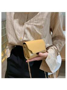 1個小袋子肩背包斜跨包收納包小方包鏈包多功能分類 西式時尚日常使用男女通勤上班上學的時尚包 - 白色 - 查看 9