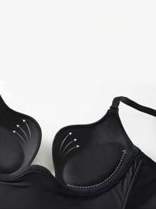 1件性感加厚u型推桿胸罩,深v領線,背無痕設計,女士專用 - 黑色 - 查看 9