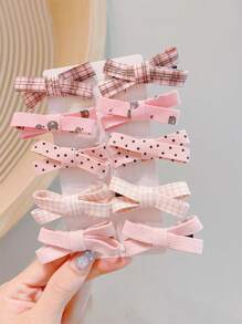 10pcs Simple Crossed Hairpins With Bow Knot Design - Pink - View 1