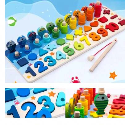 Tablero Juguete Educativo Montessori Abecedario Numeros Pesca Cuentas Madera niños Prescolar Didactico Estimulacion Temprana