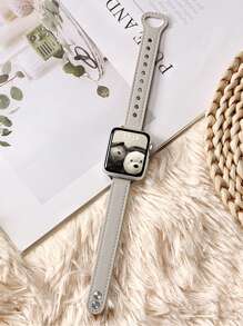 1 条双扣素食皮革表带，兼容 Apple Watch 38/40/41/42/44/45/49 毫米，兼容 Apple Watch S10/Ultra/SE/8/7/6/5/4/3/2/1/9 - 灰色 - 查看 12