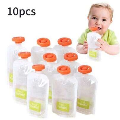 10pcs/Pack Children's Fruit Puree Food Storage Bags (Excluding Dispenser)