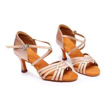 女士專業拉丁舞鞋,室內舞鞋,配pu皮革,徑向粉色,適用於華爾滋舞、國際標準舞、莎莎舞、探戈舞、倫巴舞、恰恰舞、桑巴舞 - 粉色 - 查看 7