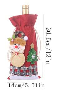 1pc New Christmas Decoration Cartoon Snowman Burlap Drawstring Wine Bottle Cover Plaid Doll Gift Bag For Party