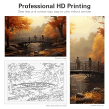 1入組/套成人diy按照數字繪畫套件,秋季花園風景繪畫,現代牆面家居裝飾,禮物 40x50cm/16x20英寸,不含畫框 - 彩色 - 查看 5