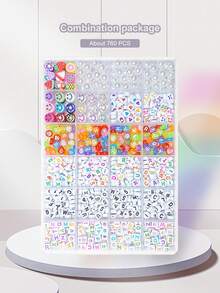 Shunlong 750+ 珠子字母珠套件適用於手鍊、項鍊、耳環、包包和手機吊飾製作,適合珠寶製作、藝術、工藝品、diy、禮物、友誼、娛樂和少女工藝品以及女孩生日禮物 - 24格 字母珠套盒 - 查看 4