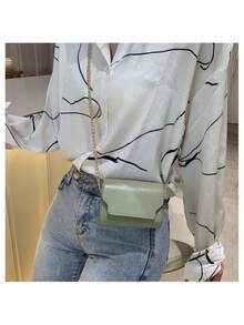 1個小袋子肩背包斜跨包收納包小方包鏈包多功能分類 西式時尚日常使用男女通勤上班上學的時尚包 - 白色 - 查看 8