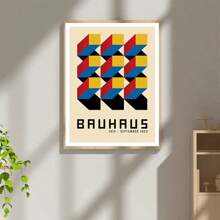 件現代裝飾藝術、包浩斯風格海報、抽象圖形裝飾畫、客廳、臥室、辦公室、書房、走廊帆布芯（無框）