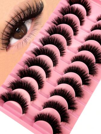 New 10 Pairs Natural Long 3D Mink False Eyelashes Fake Lashes Makeup Kit Mink Lashes Extension Eye Lashes Short Eyelashes