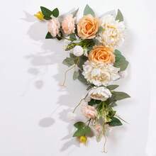 2pcs/set Orange Wedding Welcome Sign Board With Flower Decoration For Party, Outdoor Event And Home Decoration - Orange - View 2