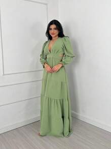 Women Dresses - Olive Green - View 1