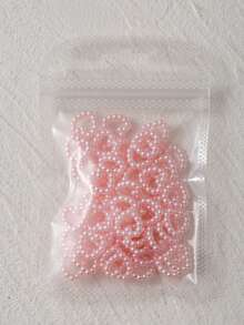 50 件/包粉色珍珠镂空心形 3D 美甲饰品 DIY 万圣节镂空五角星女可爱丝带艺术美甲配件
