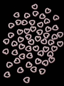 50 件/包粉色珍珠镂空心形 3D 美甲饰品 DIY 万圣节镂空五角星女可爱丝带艺术美甲配件