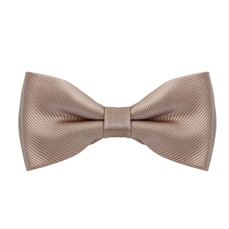 4pcs Tie Gift Set For Men With Solid Color Necktie, Bow Tie, Pocket Square And Cufflinks, Ideal For Business, Meeting, Wedding - Champagne - View 4