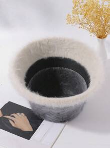 LEAJOURNO. 1pc Face-Shaping Fluffy Bucket Hat For Women, Autumn Winter Warm Head Wrap Beret Bucket Hat, Daily Wear Elegant