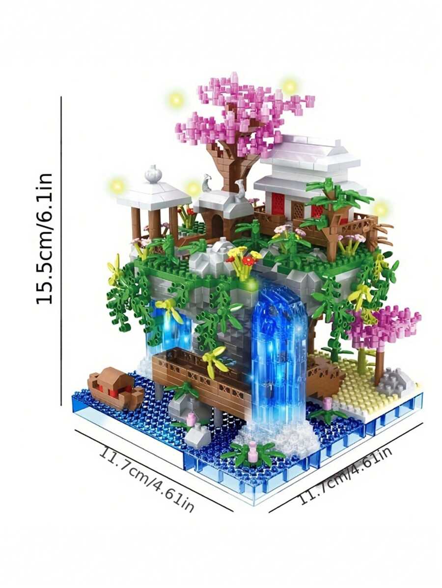 桃花源记益智积木玩具高难度建筑模型智力拼装玩具房间装饰 - 粉色 - 查看 1