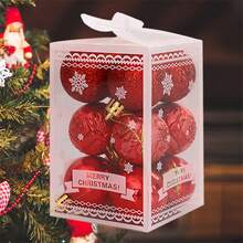 Cây thông noel Vật trang trí - 12 cái/hộp Giáng sinh Đồ trang trí Nhẹ Treo Vật nhỏ mọn Buổi tiệc Đồ trang trí - Đỏ - Xem 3