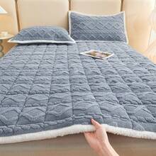 1 件簇絨羊毛床墊墊 - 蓬鬆床墊頂飾超柔軟溫暖毛絨被子床墊保護墊藍色 - 藍色 - 查看 4