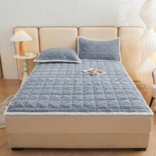 1 件簇絨羊毛床墊墊 - 蓬鬆床墊頂飾超柔軟溫暖毛絨被子床墊保護墊藍色 - 藍色 - 查看 2