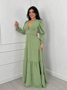 Women Dresses - Olive Green - View 10