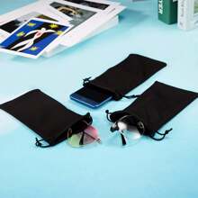 10 Pieces Microfiber Case Pouch Bag Glasses Sunglasses Case - Black - View 3