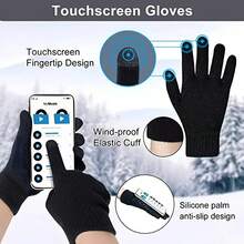 3pcs Knitted Wool Hat, Soft Warm Scarf & Touch Screen Gloves Set, Winter Warm Gift For Men And Women - Black - View 5