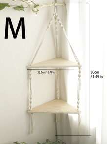 1pc Corner Shelves , Boho Handmade Woven White Rope Beige Hanging Floating Shelf Decor Display Storage Organizer For Bedroom Bathroom Office Living Room,Home Decor ,Room Decor,Wall Decor Gifts Birthday Graduation