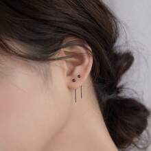 Pendientes de enhebrar de cadena cuadrada minimalista para mujer, aretes para dormir, joyería elegante, 1 par