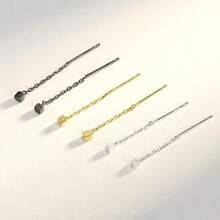 Pendientes de enhebrar de cadena cuadrada minimalista para mujer, aretes para dormir, joyería elegante, 1 par