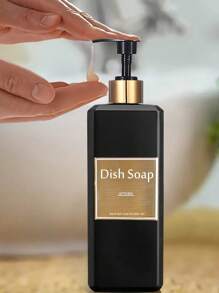 500ml/16.9oz Shampoo Pump Bottle With Gold Waterproof Label, Suitable For Bathroom Shampoo, Conditioner, Body Wash - Black, Home Bathroom Decor, Autumn Decor, Back To School Decor - Black - View 5