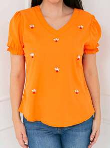 Women Tops - 橘色 - 查看 1