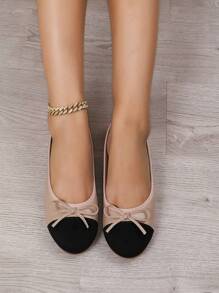 時尚蝴蝶結拼接平底鞋，適合春夏秋季，低跟奶奶鞋配軟底，舒適輕便 - 卡其色 - 查看 8