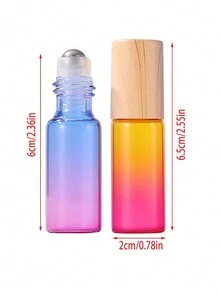 1pc Gradient Thick Glass Roller Bottle Empty Refillable Bottle With Roller Ball For Essential Oils Travel - Blue - View 5