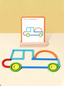 1套木質環形早教拼圖積木，幼兒園兒童創意教育玩具，學校、學生、文具、學校用品