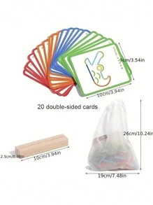 1套木質環形早教拼圖積木，幼兒園兒童創意教育玩具，學校、學生、文具、學校用品