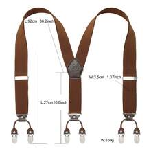 KANGDAI 1pc men navy Y style adjustable elastic strong 6 clips casual suspender business party - Navy Blue - View 7