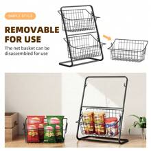 Kitchen Vegetable Storage Rack, Black Multi-layer Desktop Vegetable Holder, Household Fruit & Vegetable Basket With Slot Storage Rack