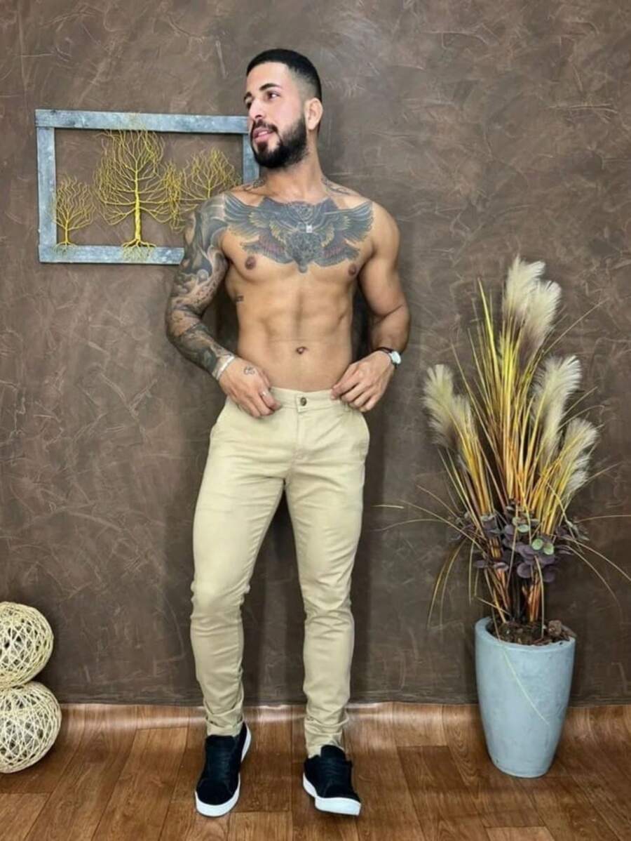 Calça Slim Bege Alfaiataria Sport Fino Masculina - Bege - Visão 1